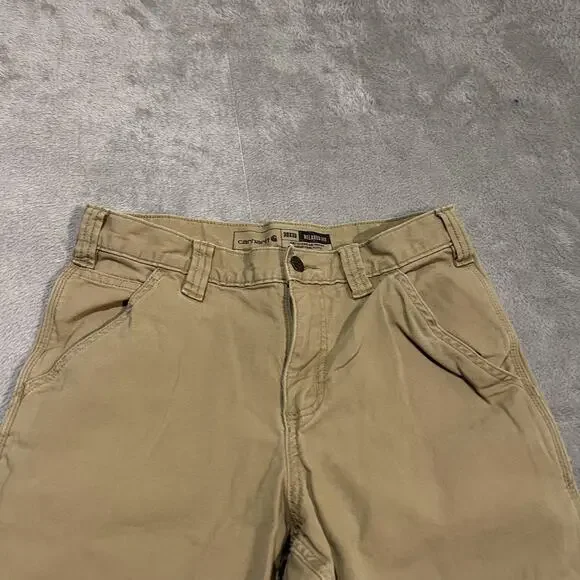 Carhartt Work Pants Mens 30x28 Khaki Rugged Flex Relaxed Fit Canvas Utility - Picture 3 of 9